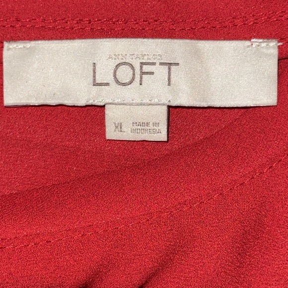 Ann Taylor Loft Russet Red Flutter Sleeve Blouse Size XL Fall Autumn Lightweight - Picture 3 of 6